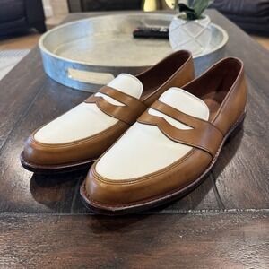 Allen Edmonds Penny Loafers Mens 9.5 D Randolph Walnut White Leather (#6685)